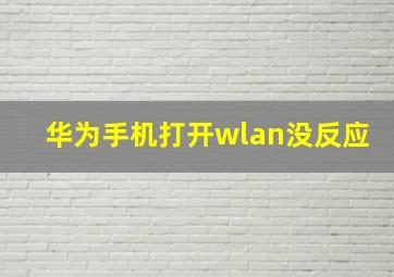 华为手机打开wlan没反应