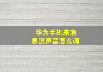 华为手机来消息没声音怎么调