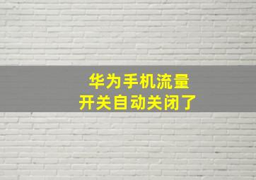 华为手机流量开关自动关闭了