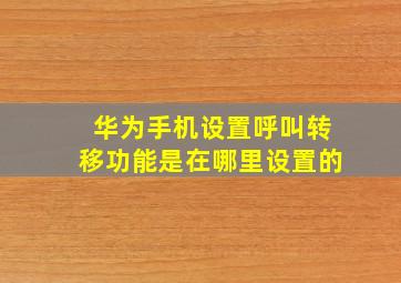 华为手机设置呼叫转移功能是在哪里设置的