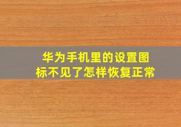 华为手机里的设置图标不见了怎样恢复正常