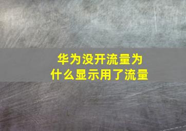 华为没开流量为什么显示用了流量