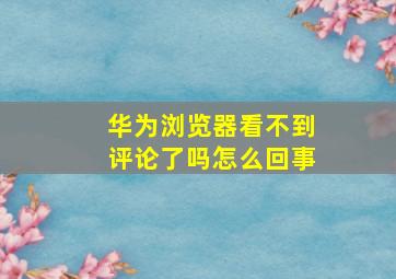 华为浏览器看不到评论了吗怎么回事