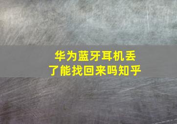 华为蓝牙耳机丢了能找回来吗知乎