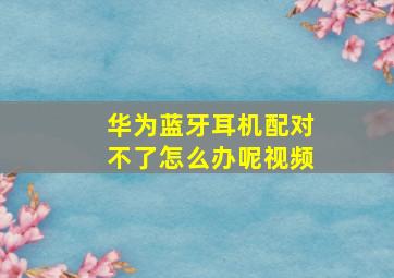 华为蓝牙耳机配对不了怎么办呢视频