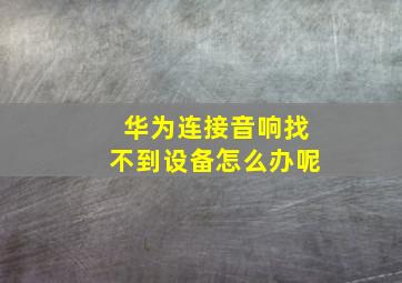 华为连接音响找不到设备怎么办呢