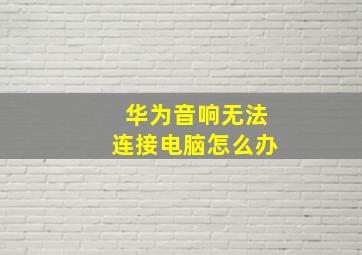 华为音响无法连接电脑怎么办