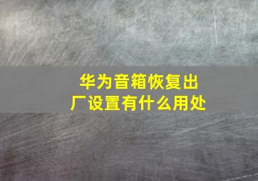 华为音箱恢复出厂设置有什么用处