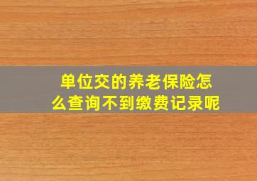 单位交的养老保险怎么查询不到缴费记录呢