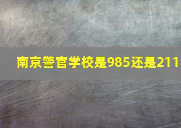 南京警官学校是985还是211