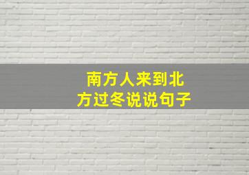 南方人来到北方过冬说说句子