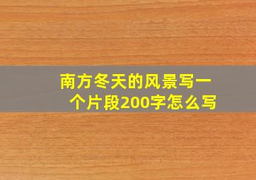 南方冬天的风景写一个片段200字怎么写