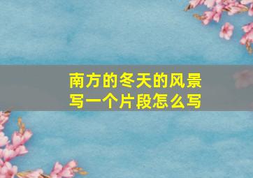 南方的冬天的风景写一个片段怎么写