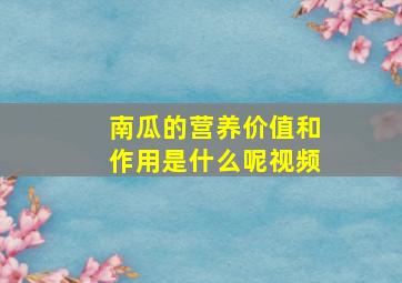 南瓜的营养价值和作用是什么呢视频