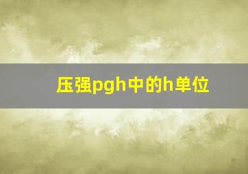 压强pgh中的h单位