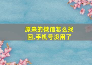 原来的微信怎么找回,手机号没用了