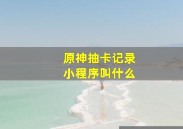 原神抽卡记录小程序叫什么