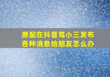 原配在抖音骂小三发布各种消息给朋友怎么办