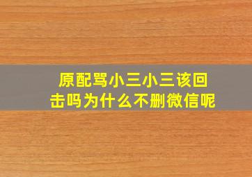 原配骂小三小三该回击吗为什么不删微信呢