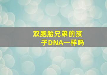 双胞胎兄弟的孩子DNA一样吗