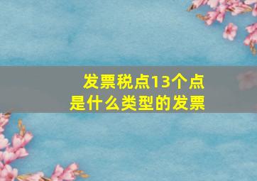 发票税点13个点是什么类型的发票