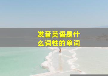 发音英语是什么词性的单词