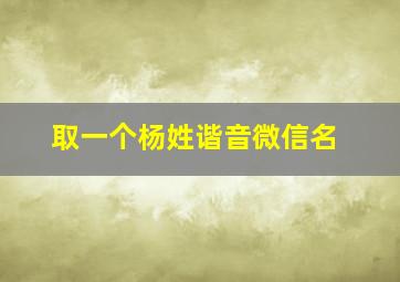 取一个杨姓谐音微信名