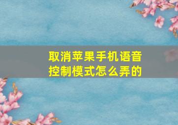 取消苹果手机语音控制模式怎么弄的