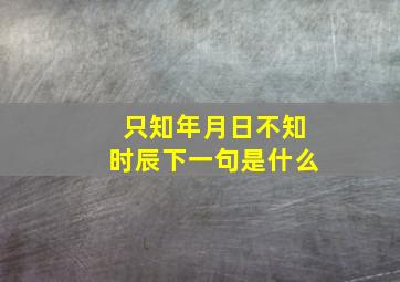 只知年月日不知时辰下一句是什么