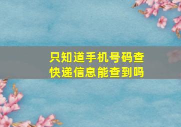 只知道手机号码查快递信息能查到吗