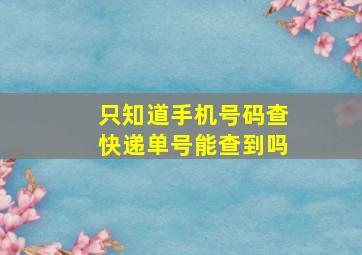 只知道手机号码查快递单号能查到吗