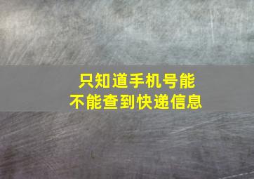 只知道手机号能不能查到快递信息