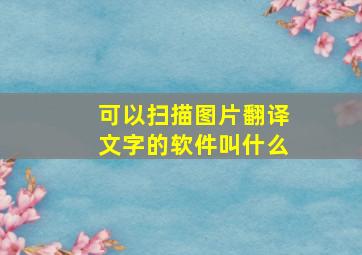 可以扫描图片翻译文字的软件叫什么