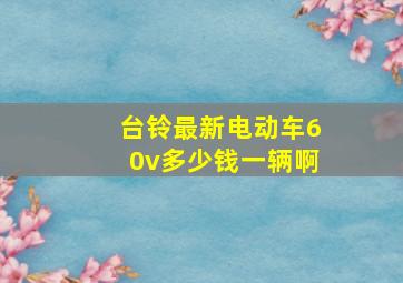 台铃最新电动车60v多少钱一辆啊