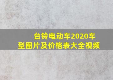 台铃电动车2020车型图片及价格表大全视频