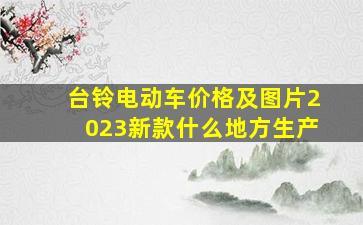 台铃电动车价格及图片2023新款什么地方生产