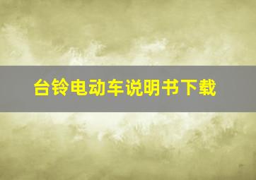 台铃电动车说明书下载