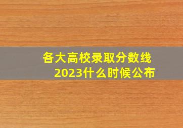 各大高校录取分数线2023什么时候公布