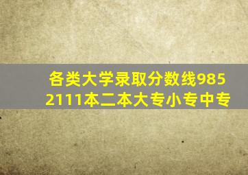 各类大学录取分数线9852111本二本大专小专中专