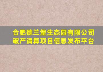 合肥德兰堡生态园有限公司破产清算项目信息发布平台