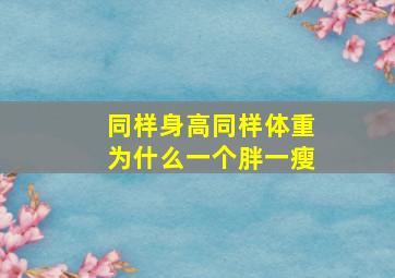 同样身高同样体重为什么一个胖一瘦