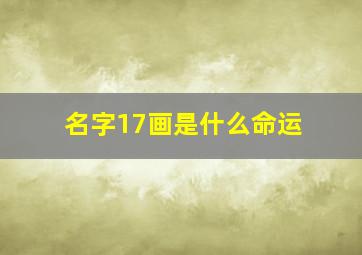 名字17画是什么命运