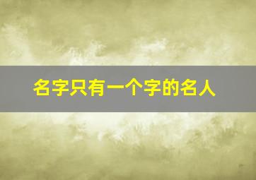 名字只有一个字的名人