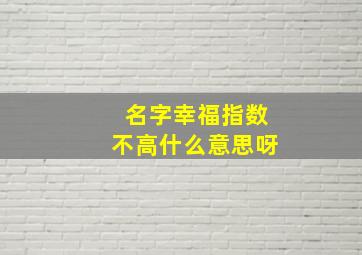 名字幸福指数不高什么意思呀