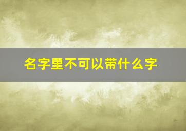 名字里不可以带什么字