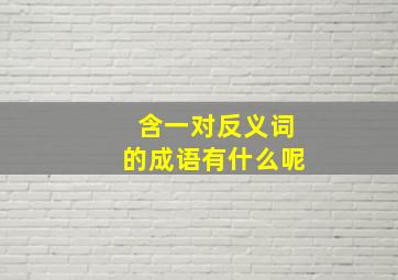 含一对反义词的成语有什么呢