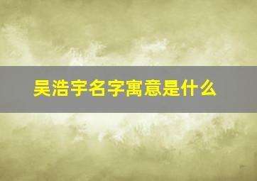 吴浩宇名字寓意是什么