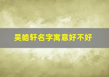 吴皓轩名字寓意好不好