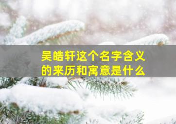 吴皓轩这个名字含义的来历和寓意是什么