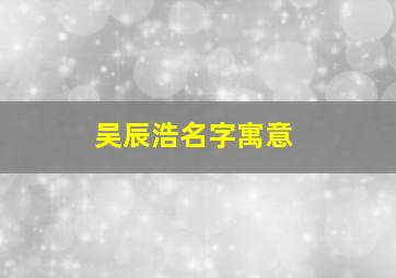 吴辰浩名字寓意